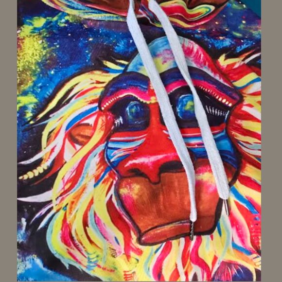 Vibrant Psychedelic Meditating Rafiki Lion King Hoodie (S/M) Excellent Used Cond - Picture 3 of 4